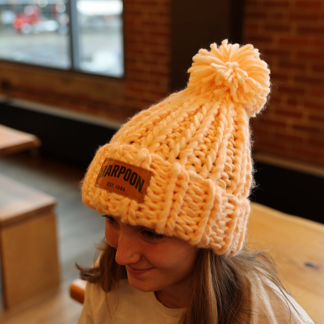 Peach Harpoon Cable-Knit Hat