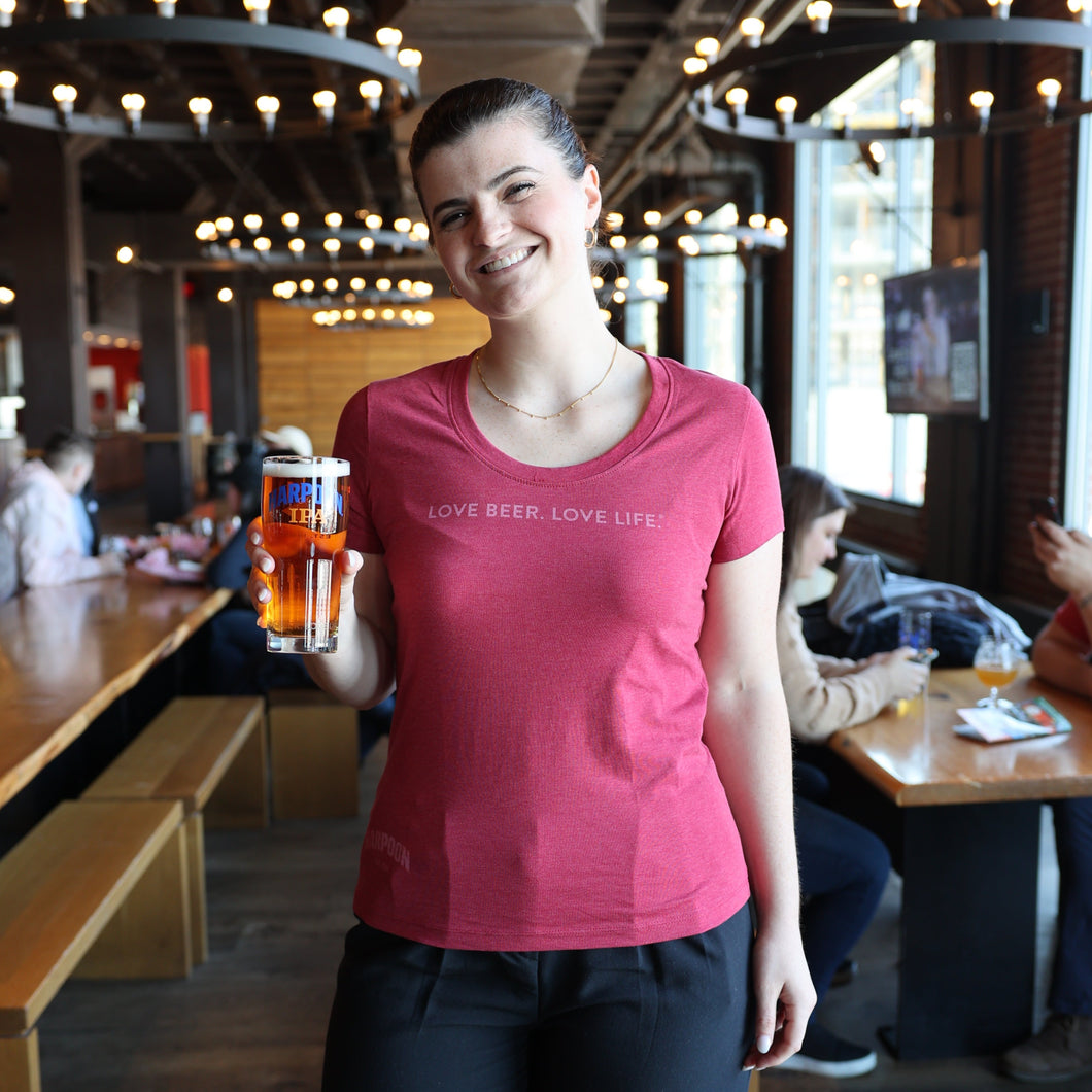 Red Women's Love Beer. Love Life. Scoop Neck T-Shirt
