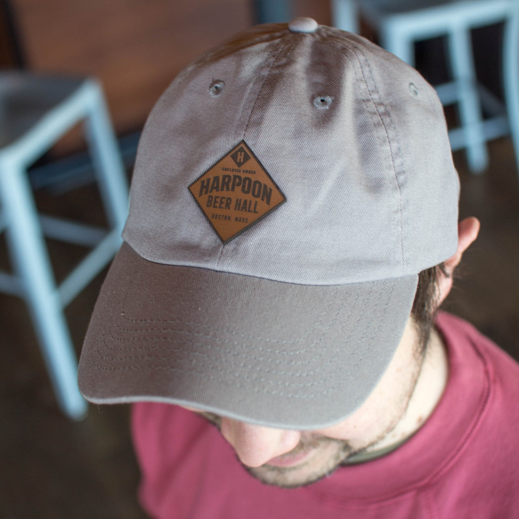 Gray Beer Hall Leather Patch Hat